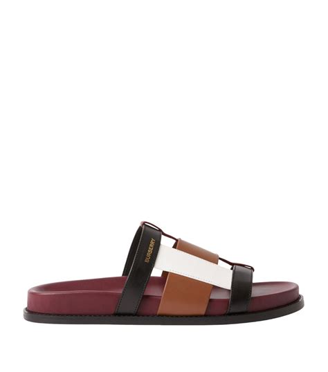 burberry colour-block leather slides|More.